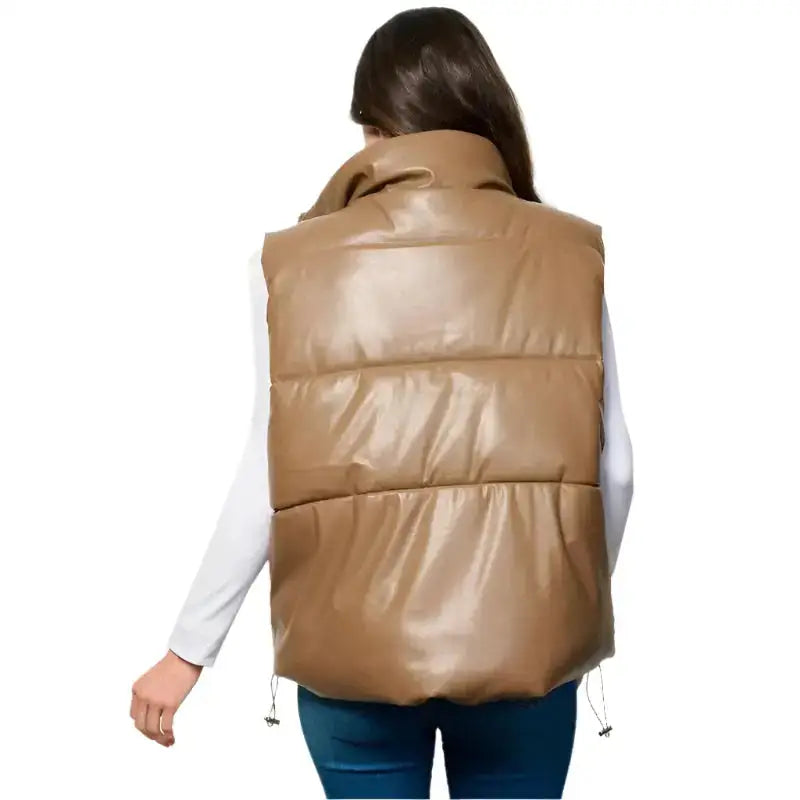 Women’s Khaki Puffer Vest image 1