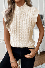 Sylvia Cable Knit High Neck Sweater Vest image 6