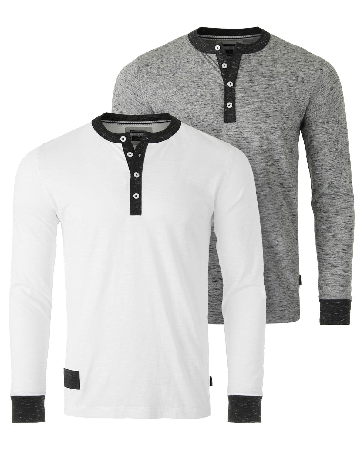 Long Sleeve Casual Henley Shirts With Contrast Neck and Cuffs Set of 2 image 27