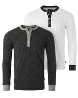 Long Sleeve Casual Henley Shirts With Contrast Neck and Cuffs Set of 2 image 14