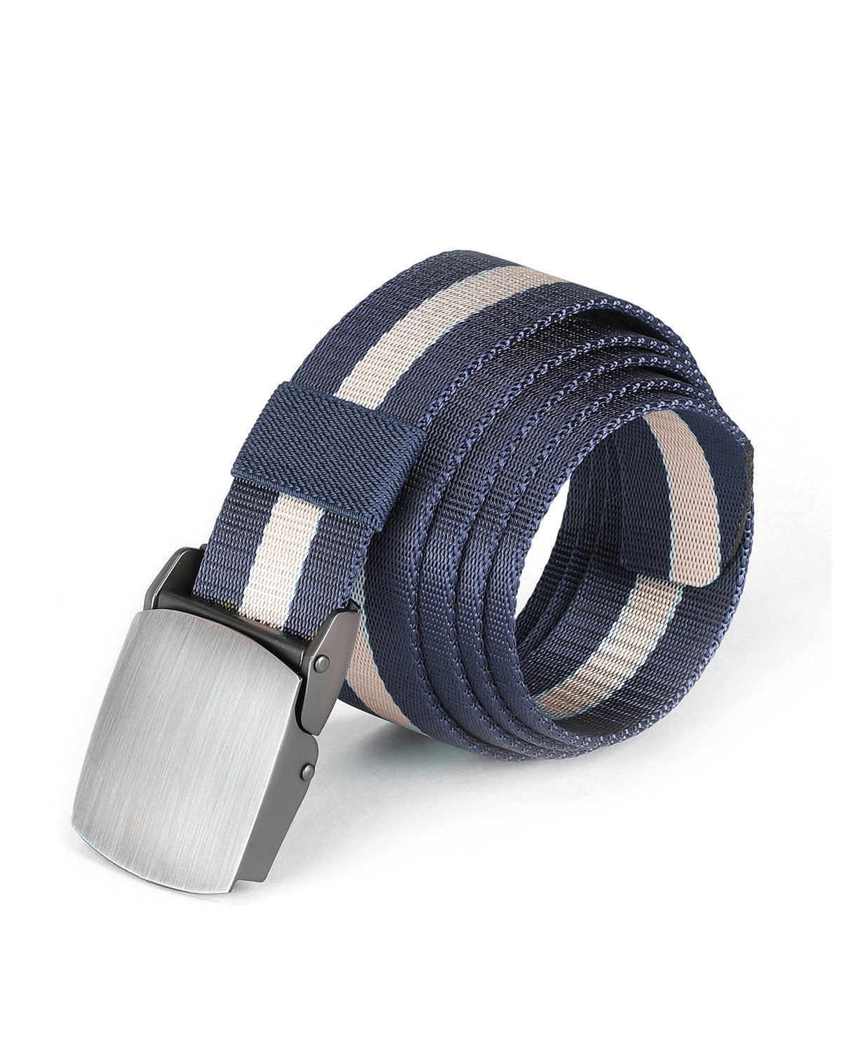 ZIMEGO Mens One Size Adjustable Strap Stripe Nylon Web Belt With Metal Buckle image 0