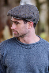 Men's Herringbone Beige 100% Tweed Trinity Flat Cap
