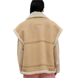 Camel Shearling Leather Vest image 2