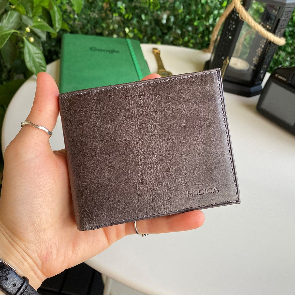 Atlanta - Genuine Leather Trifold Wallet with Coin Pouch Compartment - Grey image