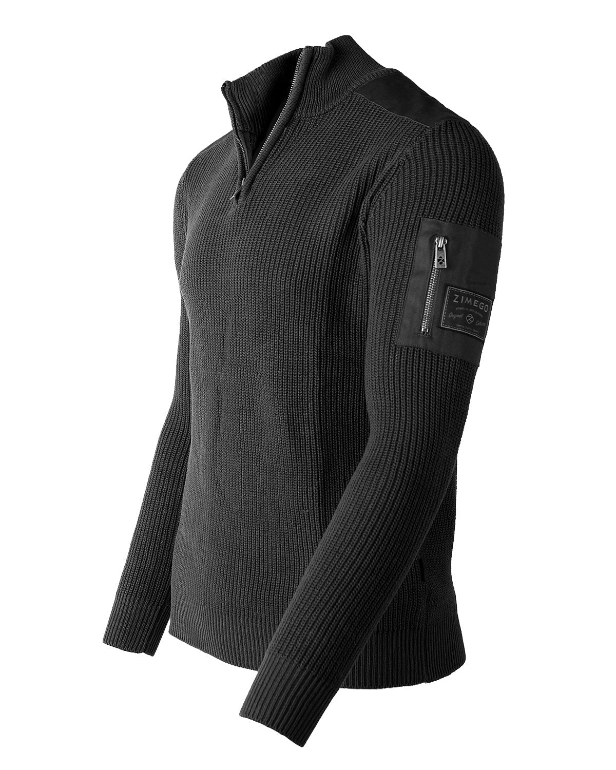 ZIMEGO Mens Long Sleeve Pullover Quarter Zip Mock Neck Polo Sweater image 1