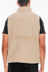 Sherpa Full Zip Vest with Chest Zipper Pocket image 2