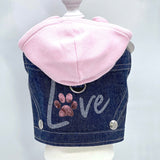 Denim Hoodie "Love" Harness Vest – Pink image 0