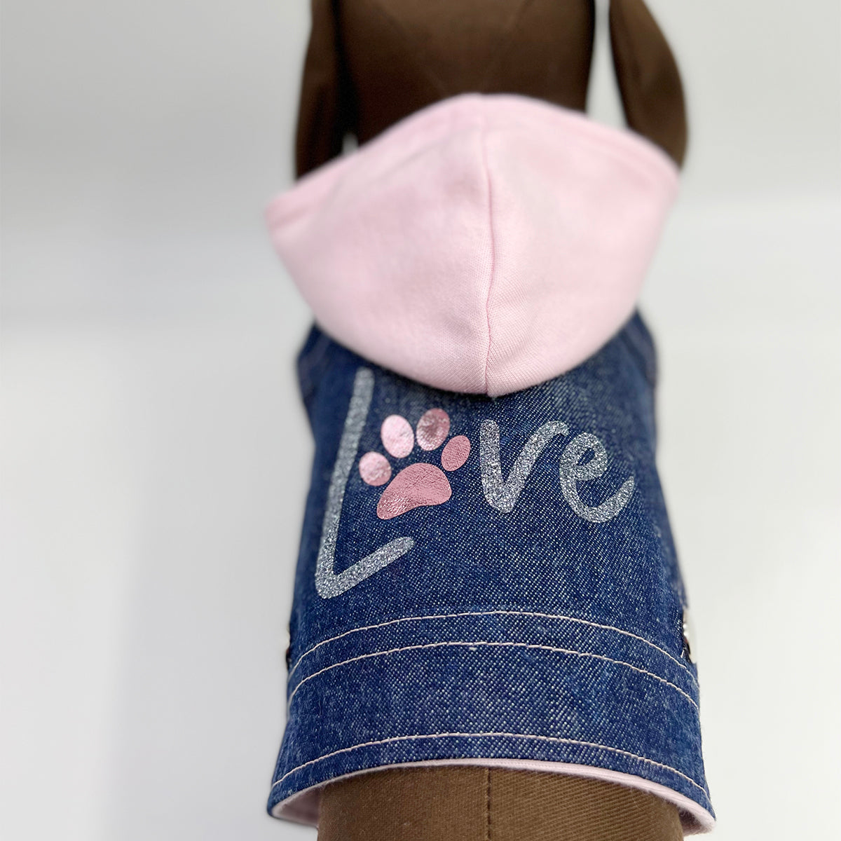 Denim Hoodie "Love" Harness Vest – Pink image 4