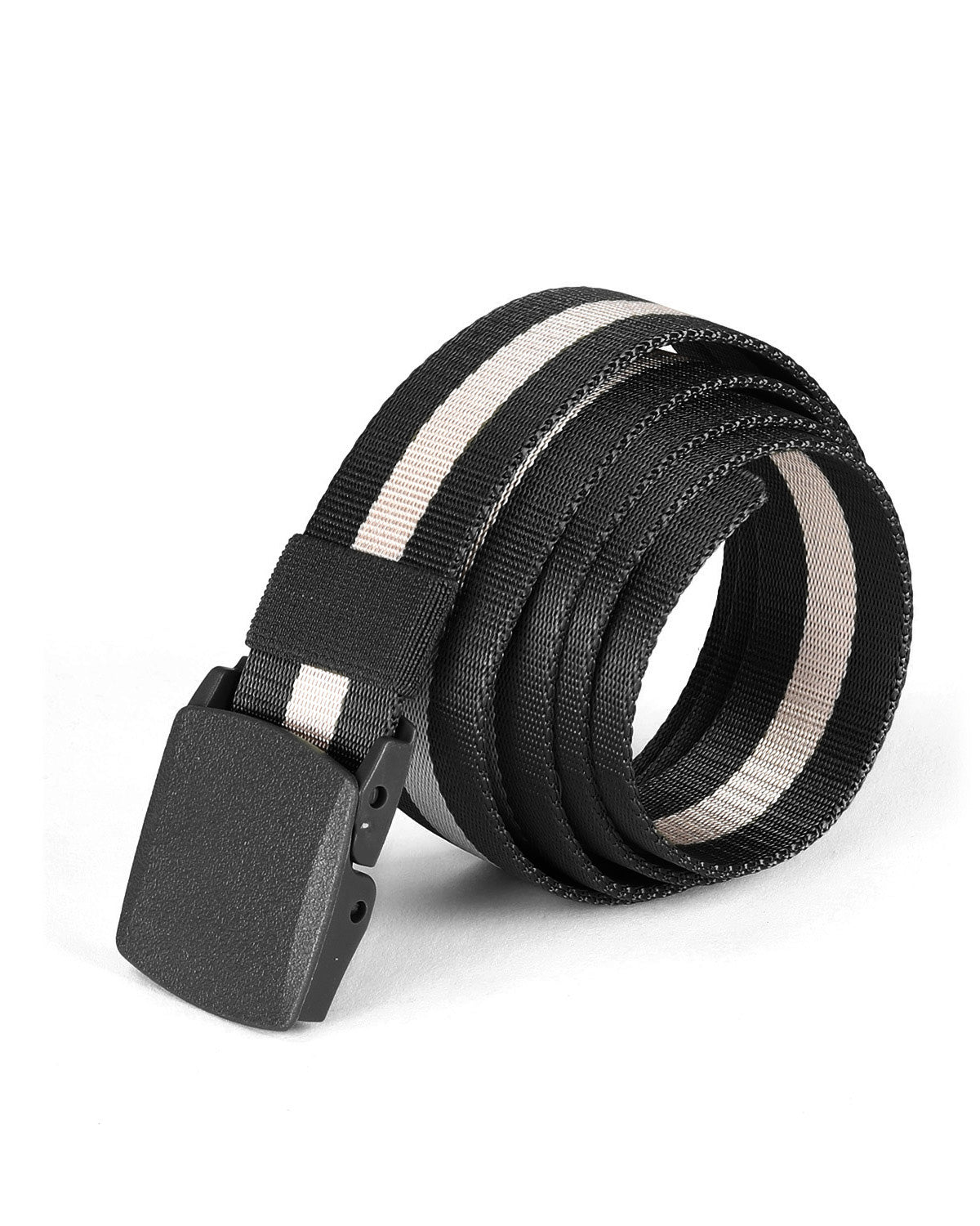 ZIMEGO Mens One Size Adjustable Strap Stripe Nylon Web Belt With Plastic Buckle image 5