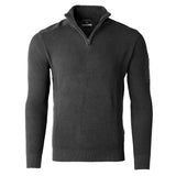ZIMEGO Mens Long Sleeve Pullover Quarter Zip Mock Neck Polo Sweater - Black, X-Large image
