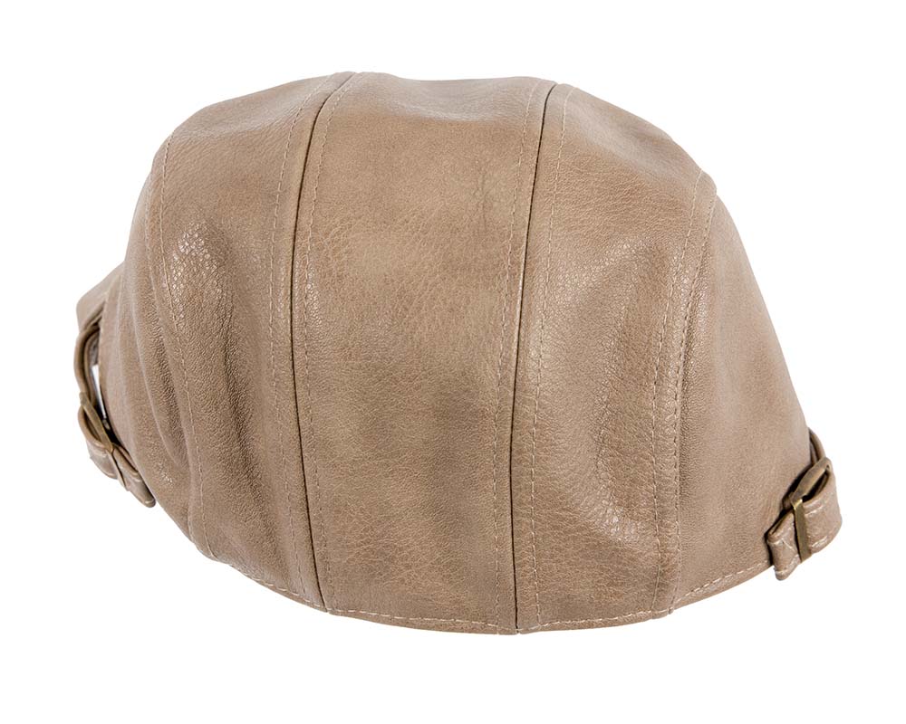 Beige leather flat cap by Max Alexander image 4