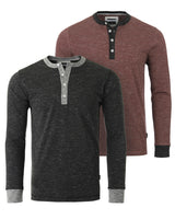 Long Sleeve Casual Henley Shirts With Contrast Neck and Cuffs Set of 2 image 7