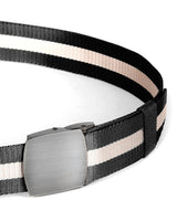 ZIMEGO Mens One Size Adjustable Strap Stripe Nylon Web Belt With Metal Buckle image 2