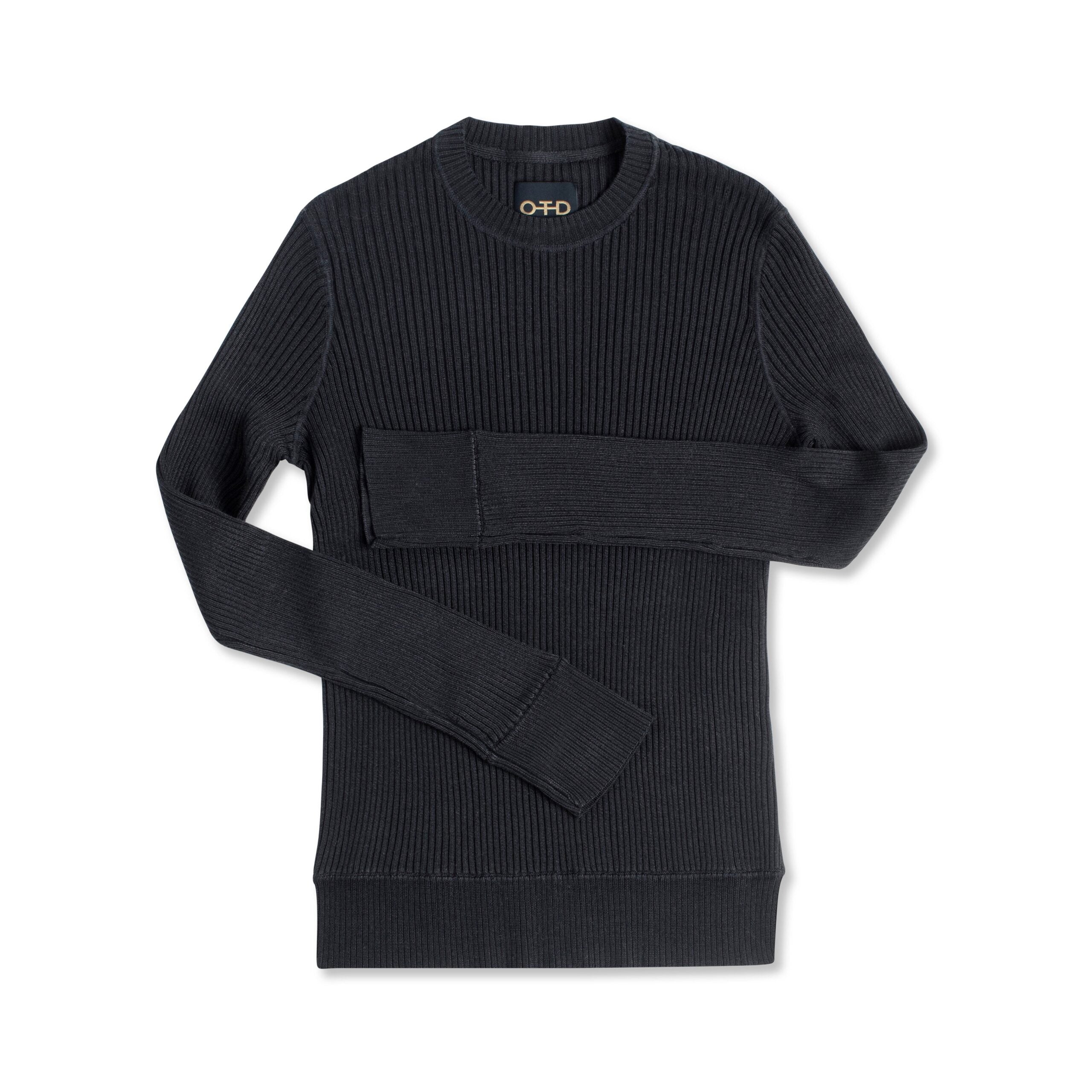 Ribbed Poor Boy Crewneck Sweater (Black) image 0