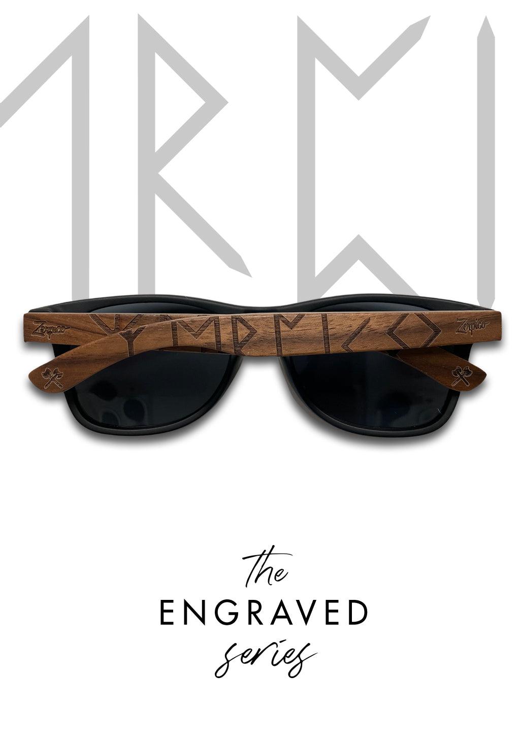 Eyewood | Engraved wooden sunglasses - Viking Runes image 1