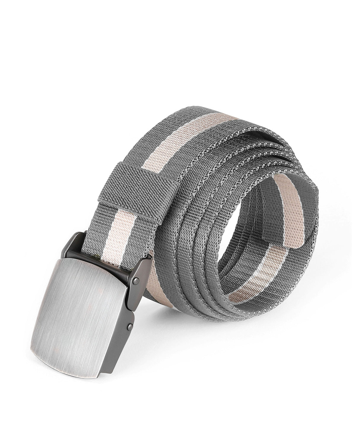 ZIMEGO Mens One Size Adjustable Strap Stripe Nylon Web Belt With Metal Buckle image 8