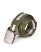 ZIMEGO Mens One Size Adjustable Strap Stripe Nylon Web Belt With Metal Buckle image 7