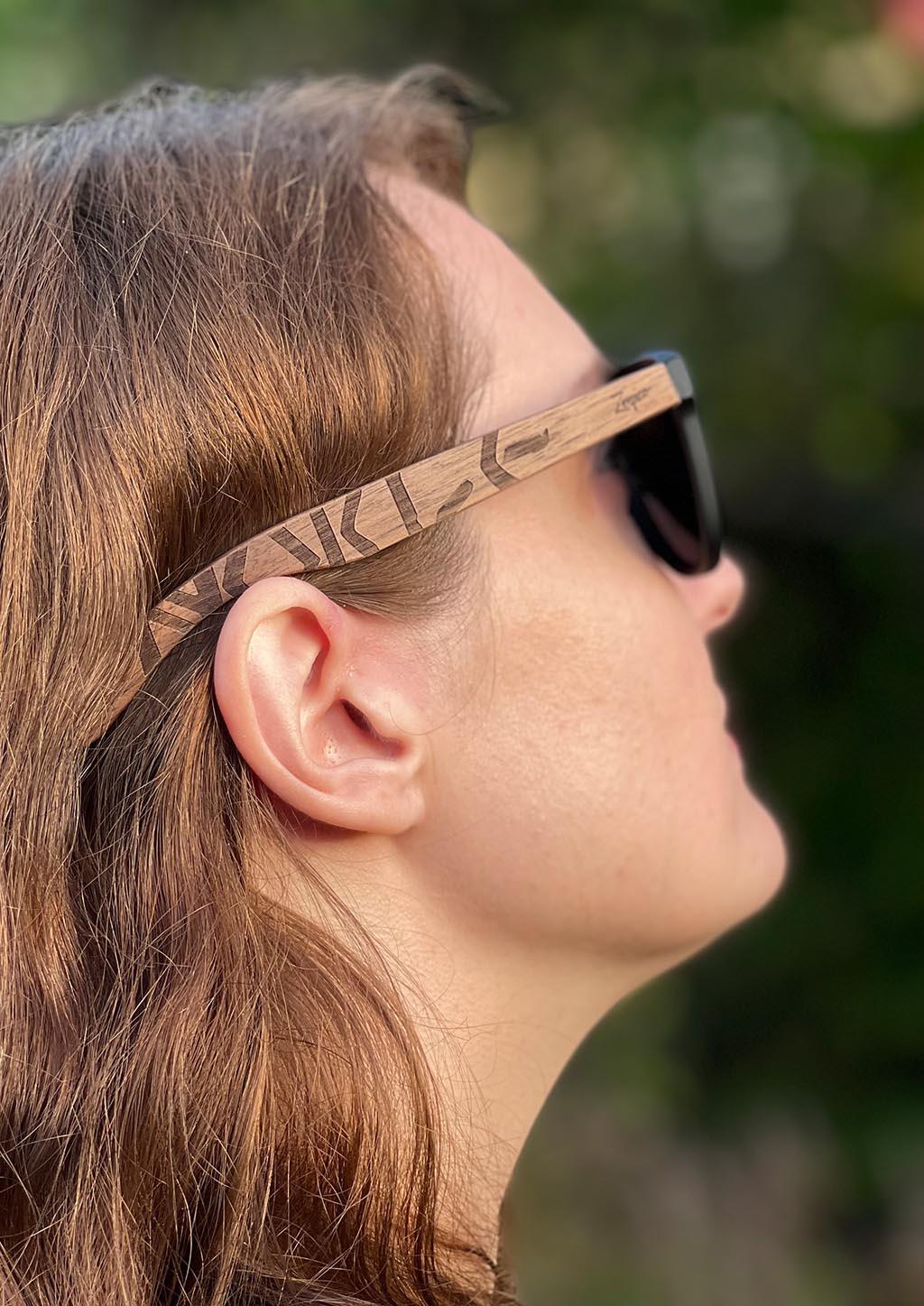 Eyewood | Engraved wooden sunglasses - Viking Runes - Norway image 2