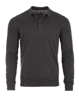 ZIMEGO Men's Casual Polo Sweater - Long Sleeve Pullover Button Knit Shirt - Charcoal, XX-Large image