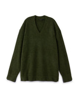Merino Wool V-Neck Sweater (Dark-Olive) image 0