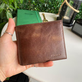 Atlanta - Genuine Leather Trifold Wallet with Coin Pouch Compartment - Brown image