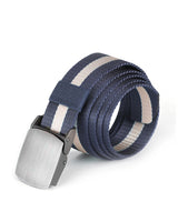 ZIMEGO Mens One Size Adjustable Strap Stripe Nylon Web Belt With Metal Buckle image 9