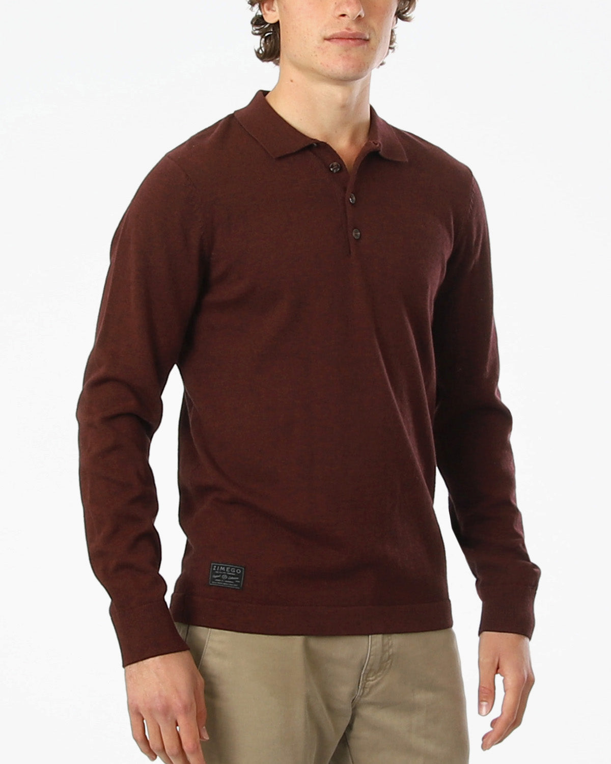 ZIMEGO Men's Casual Polo Sweater - Long Sleeve Pullover Button Knit Shirt image 0