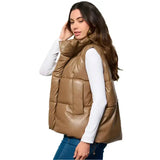 Women’s Khaki Puffer Vest image 2
