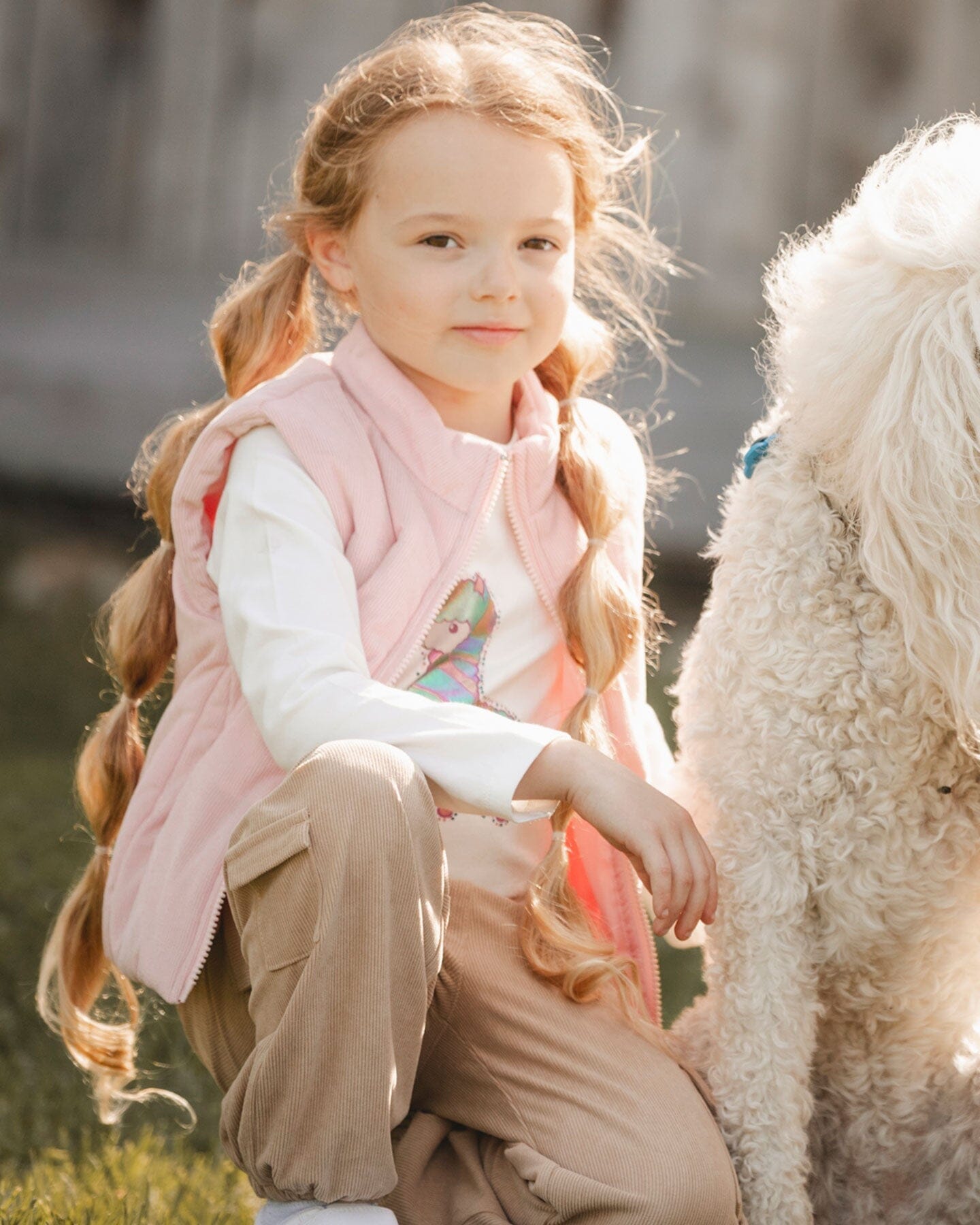 Corduroy Puffy Sleeveless Vest Dusty Pink image 1