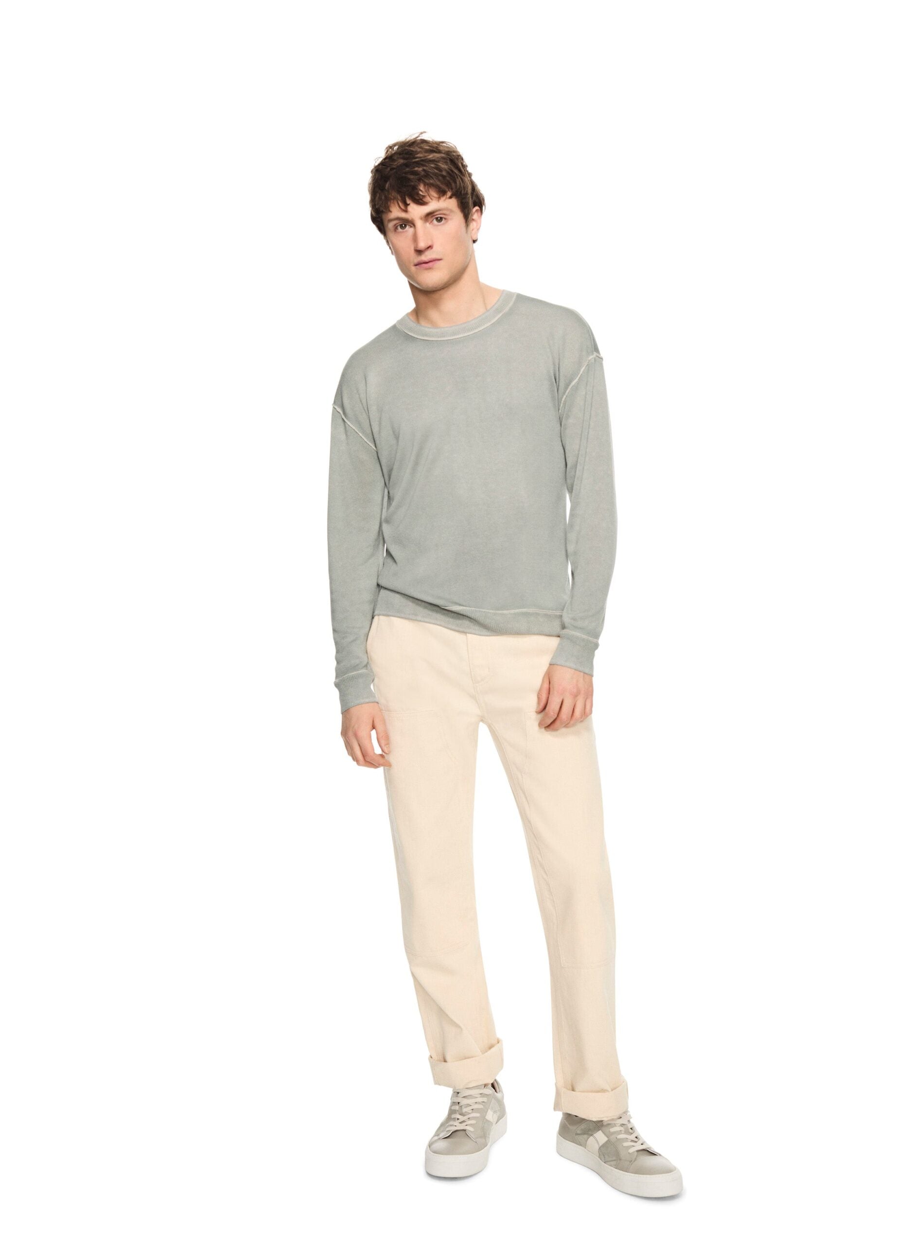 Silk and Cashmere Reverse Print Crewneck Sweater (Misty Blue) image 1