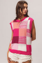 BiBi Color Block Round Neck Sweater Vest image 1