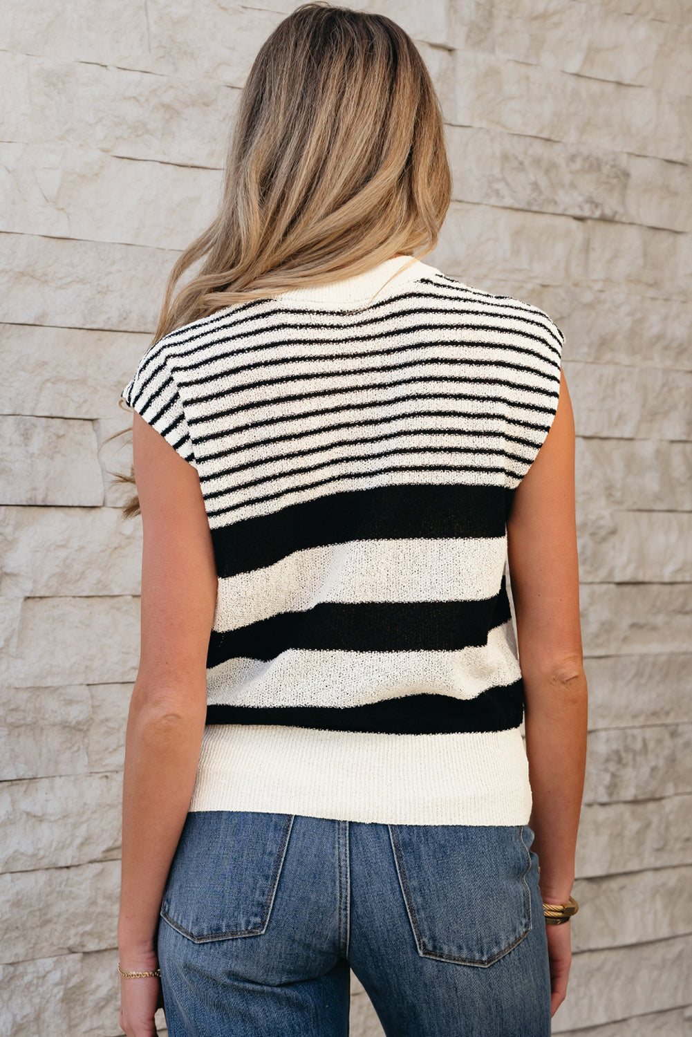 Irene Striped O Neck Sweater Vest image 1
