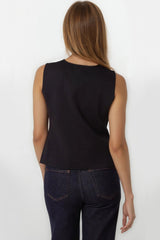 Black Asymmetric Fine Knit Waistcoat image 3