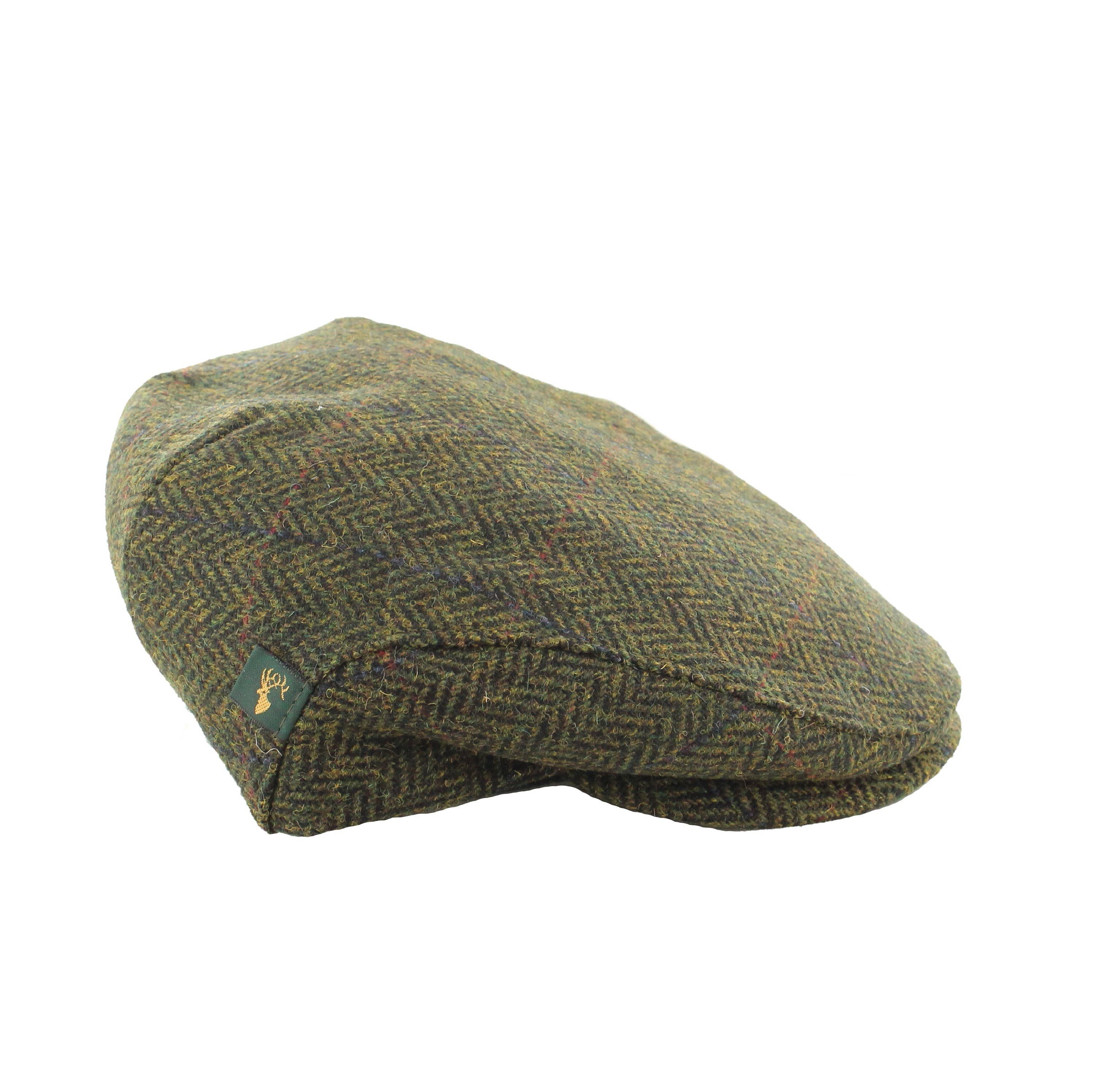 Men's Herringbone Green 100% Tweed Trinity Flat Cap