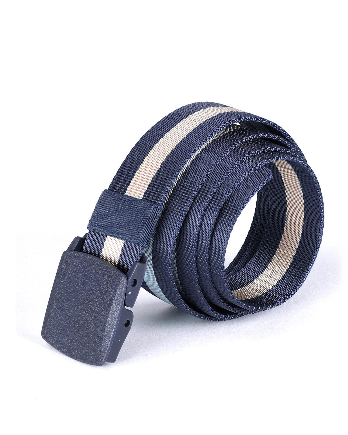 ZIMEGO Mens One Size Adjustable Strap Stripe Nylon Web Belt With Plastic Buckle image 9