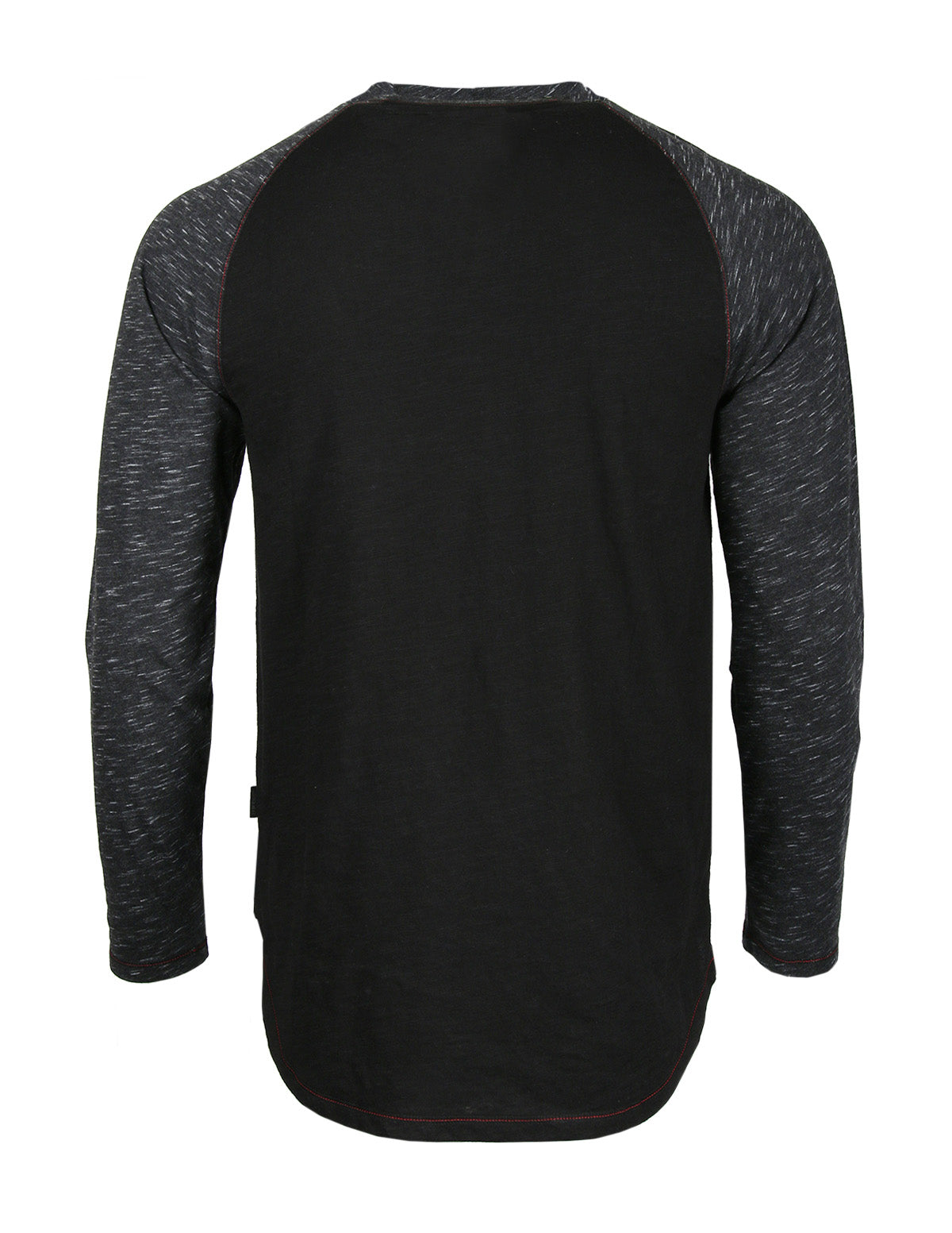 ZIMEGO Long Sleeve Contrast Raglan Henley V-Neck T-Shirts BLK-BLK image 3