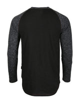 ZIMEGO Long Sleeve Contrast Raglan Henley V-Neck T-Shirts BLK-BLK image 3