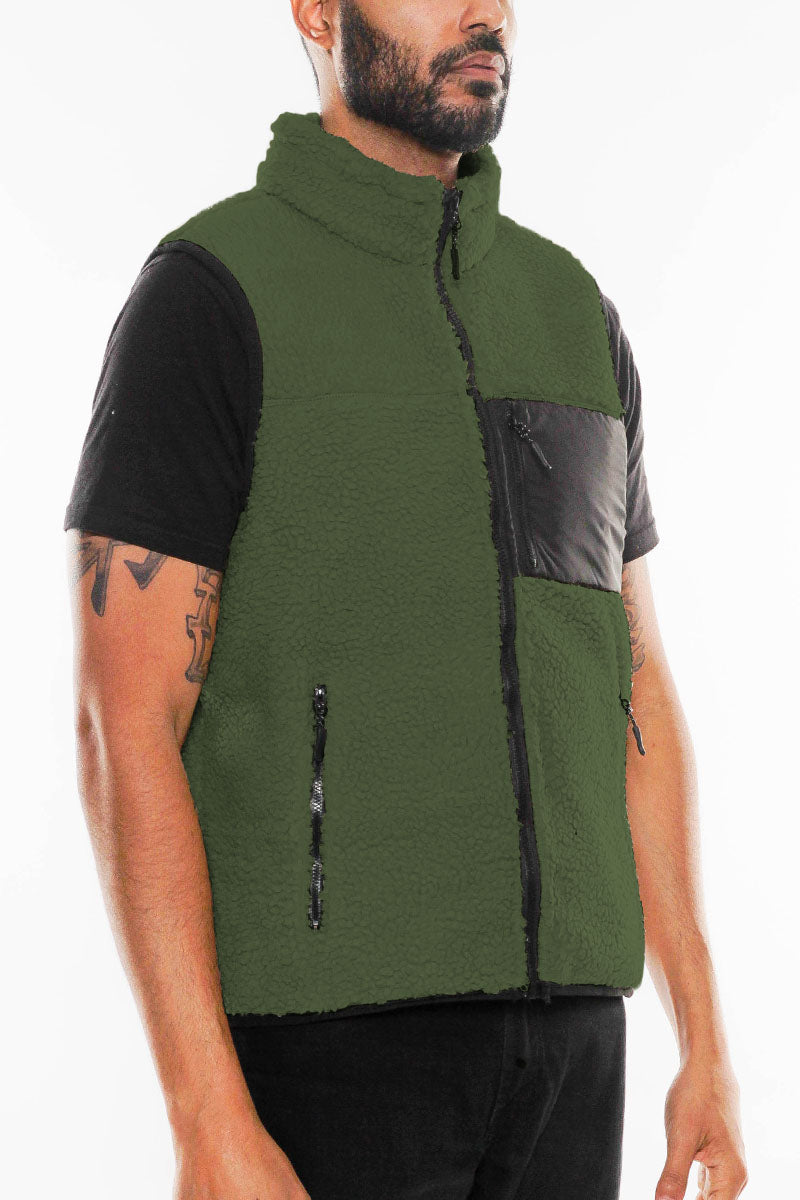 Sherpa Full Zip Vest with Chest Zipper Pocket image 40
