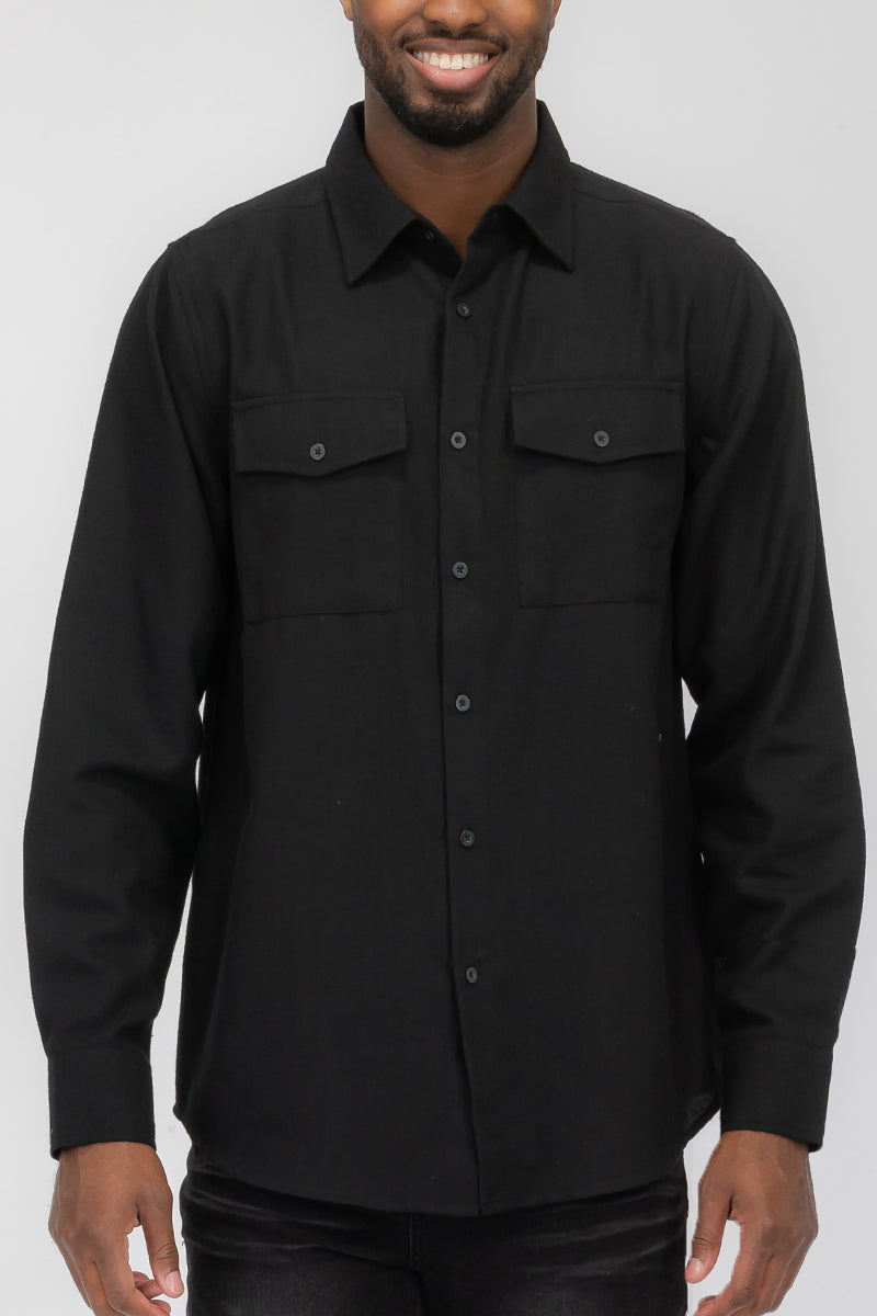 Flannel 2.1 Long Sleeve Dual Pocket Button Up Shirt