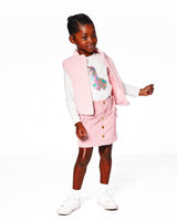 Corduroy Puffy Sleeveless Vest Dusty Pink