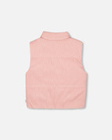Corduroy Puffy Sleeveless Vest Dusty Pink