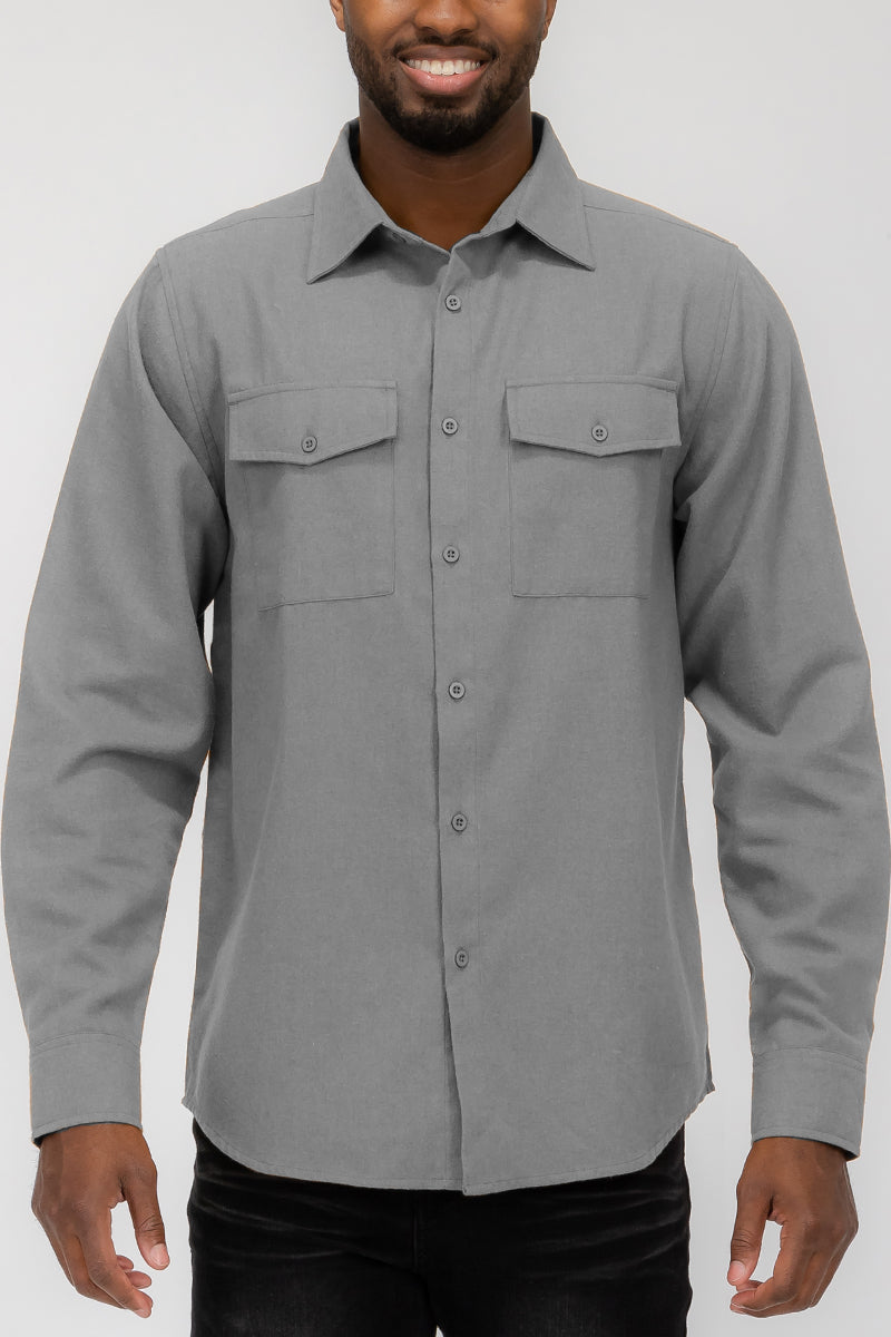 Flannel 2.1 Long Sleeve Dual Pocket Button Up Shirt