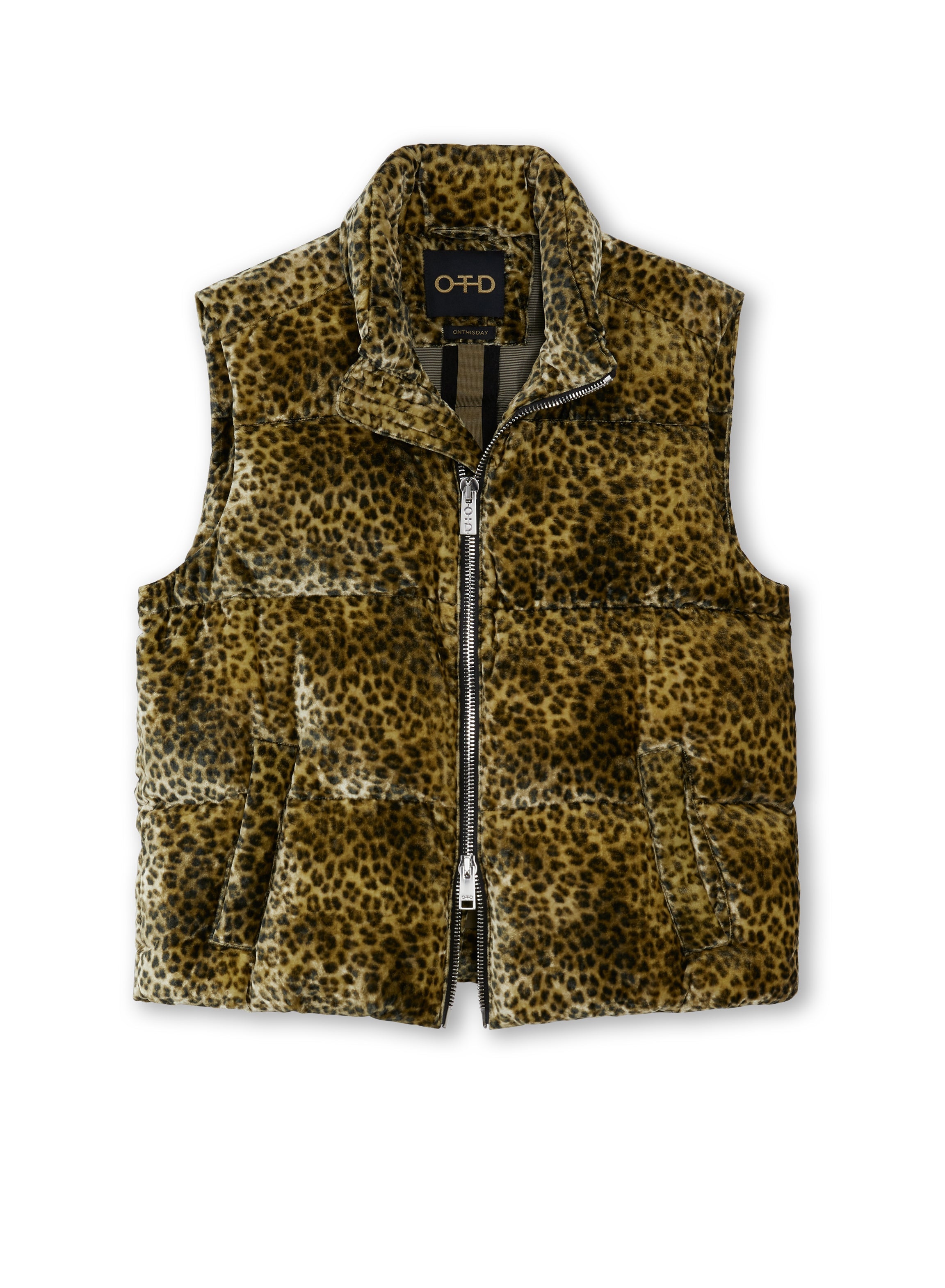 Animal Print Velvet Down Vest-0