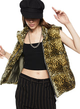 Animal Print Velvet Down Vest-3
