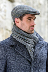Men's Herringbone Grey 100% Tweed Trinity Flat Cap