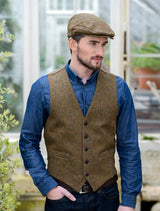 Irish Wool Tweed Herringbone Brown Waistcoat Vest
