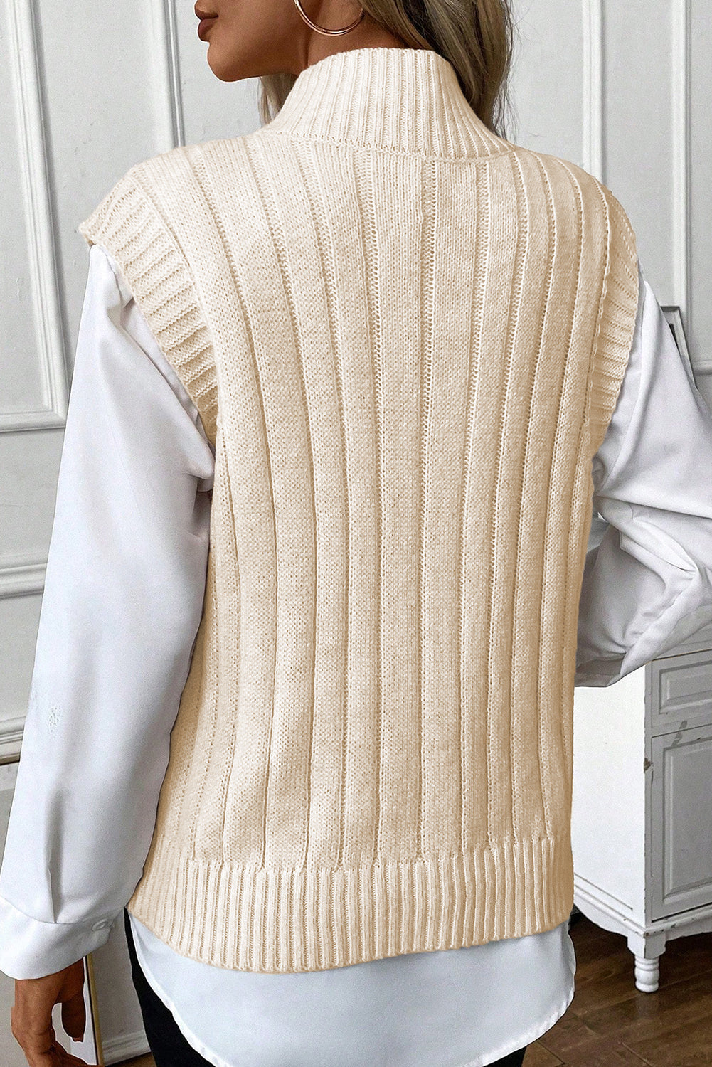Sylvia Cable Knit High Neck Sweater Vest image 1