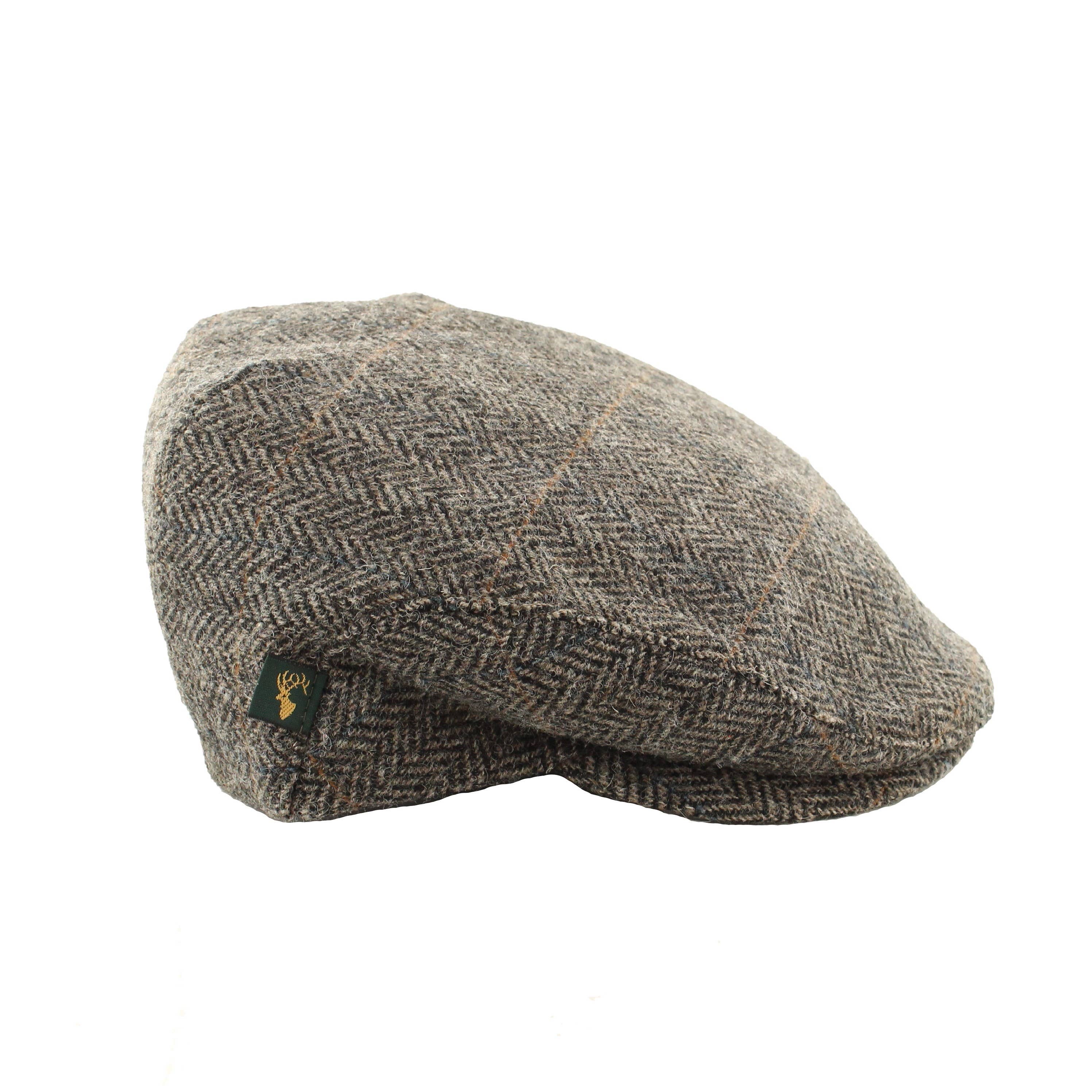 Men's Herringbone Beige 100% Tweed Trinity Flat Cap