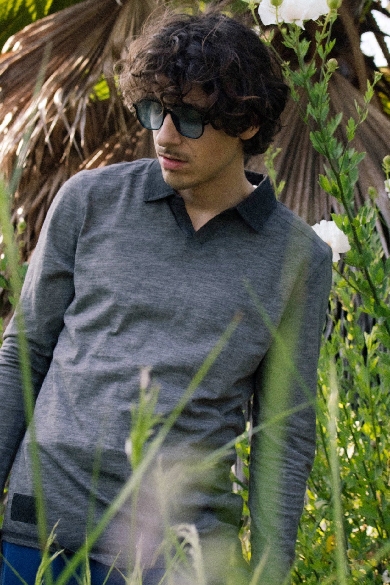 Long Sleeve Vintage Wash Henley Neck Polo Shirt image 3