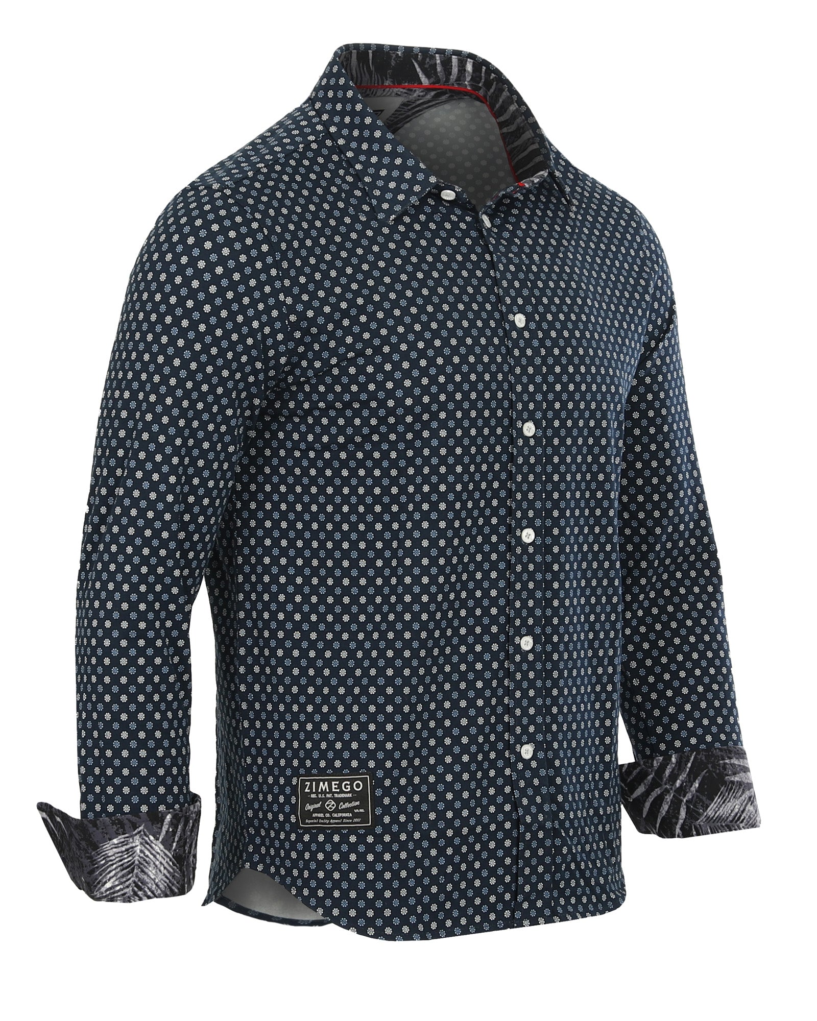 ZIMEGO Mens Holiday Hawaiian Long Sleeve Stretch Casual Aloha Button Down Shirt image 3